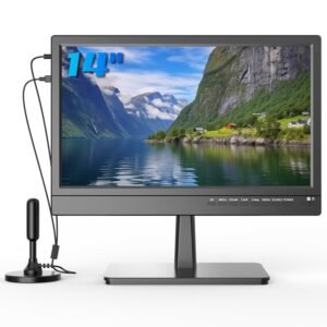 14 inch Small Flat Screen Kitchen TV with Antenna ATSC Tuner/USB/HDMI/AV/VGA, Built-in TV Stand and Remote Control for Car,RV,Camping,Outdoor or Office 14 inch Small Flat Screen Kitchen TV with Antenna ATSC Tuner/USB/HDMI/AV/VGA, Built-in TV Stand and Remote Control for Car,RV,Camping,Outdoor or Office