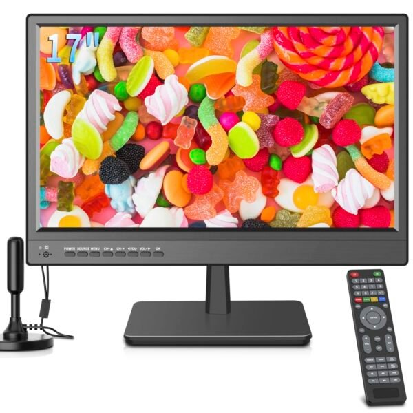 17 inch TV,Small Widescreen LED TV with Antenna,Digital ATSC Tuner-Free HD Local Channels,HDMI VGA USB Port,12 Volt Charger Cable/AC Power TV for Camping,Caravan and Kitchen 17 inch TV,Small Widescreen LED TV with Antenna,Digital ATSC Tuner-Free HD Local Channels,HDMI VGA USB Port,12 Volt Charger Cable/AC Power TV for Camping,Caravan and Kitchen