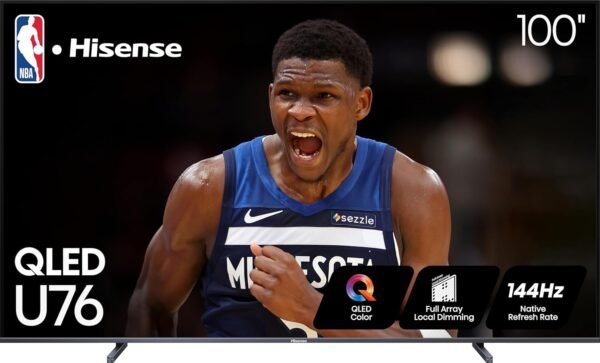 Hisense 100-Inch Class U7 Series ULED 4K UHD Google Smart TV (100U76N, 2024 Model) - QLED, Native 144Hz, Motion Rate 480, Dolby Vision, Full Array Local Dimming, Game Mode Pro,... Hisense 100-Inch Class U7 Series ULED 4K UHD Google Smart TV (100U76N, 2024 Model) - QLED, Native 144Hz, Motion Rate 480, Dolby Vision, Full Array Local Dimming, Game Mode Pro,...