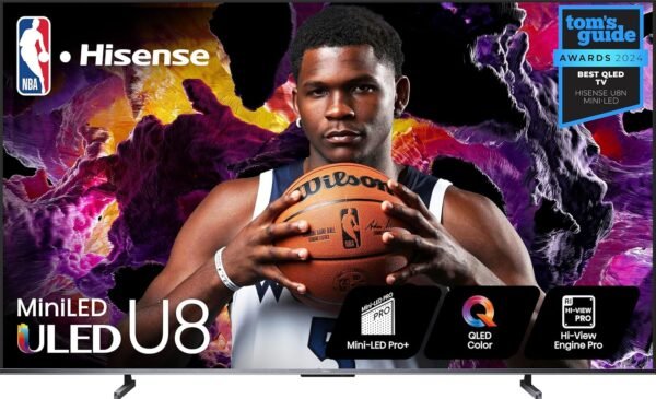 Hisense 100-Inch Class U8 Series Mini-LED ULED 4K UHD Google Smart TV (100U8K) - QLED, 480 Motion Rate, 144Hz Game Mode Pro, Dolby Vision IQ, HDMI 2.1, Alexa Compatibility,... Hisense 100-Inch Class U8 Series Mini-LED ULED 4K UHD Google Smart TV (100U8K) - QLED, 480 Motion Rate, 144Hz Game Mode Pro, Dolby Vision IQ, HDMI 2.1, Alexa Compatibility,...