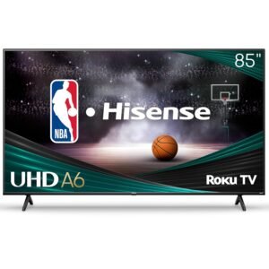 Hisense 85-Inch Class A6 Series 4K UHD Smart Roku TV (85A6NR, 2024 Model) - Dolby Vision HDR, DTS Studio Sound, Game Mode Plus, Alexa Compatibility, Black Hisense 85-Inch Class A6 Series 4K UHD Smart Roku TV (85A6NR, 2024 Model) - Dolby Vision HDR, DTS Studio Sound, Game Mode Plus, Alexa Compatibility, Black