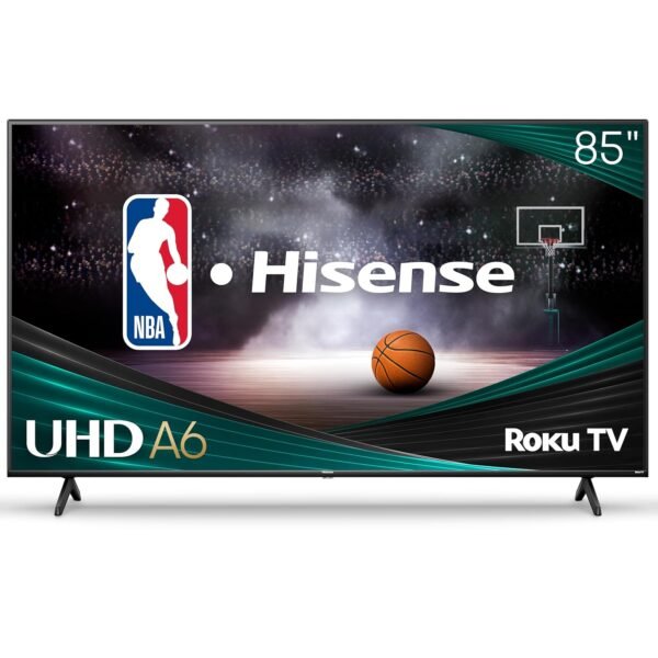 Hisense 85-Inch Class A6 Series 4K UHD Smart Roku TV (85A6NR, 2024 Model) - Dolby Vision HDR, DTS Studio Sound, Game Mode Plus, Alexa Compatibility, Black Hisense 85-Inch Class A6 Series 4K UHD Smart Roku TV (85A6NR, 2024 Model) - Dolby Vision HDR, DTS Studio Sound, Game Mode Plus, Alexa Compatibility, Black