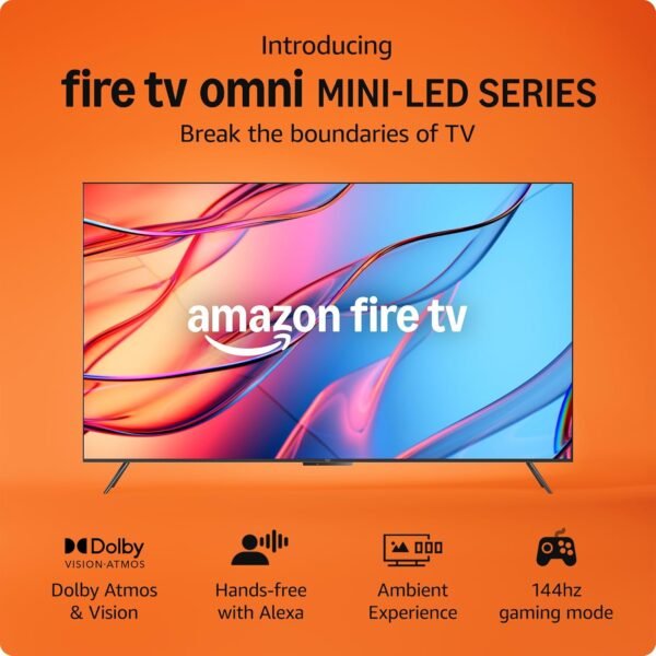 Introducing Amazon Fire TV 55" Omni Mini-LED Series, QLED 4K UHD smart TV, Dolby Vision IQ, 144hz gaming mode, Ambient Experience, hands-free with Alexa, 2024 release Introducing Amazon Fire TV 55" Omni Mini-LED Series, QLED 4K UHD smart TV, Dolby Vision IQ, 144hz gaming mode, Ambient Experience, hands-free with Alexa, 2024 release