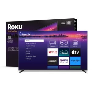 Roku Smart TV – 55-Inch Pro Series 4K QLED RokuTV with Backlit Roku Voice Remote Pro, Dolby Vision IQ, 120Hz Refresh Rate – Live Local News, Sports, Gaming Roku Smart TV – 55-Inch Pro Series 4K QLED RokuTV with Backlit Roku Voice Remote Pro, Dolby Vision IQ, 120Hz Refresh Rate – Live Local News, Sports, Gaming